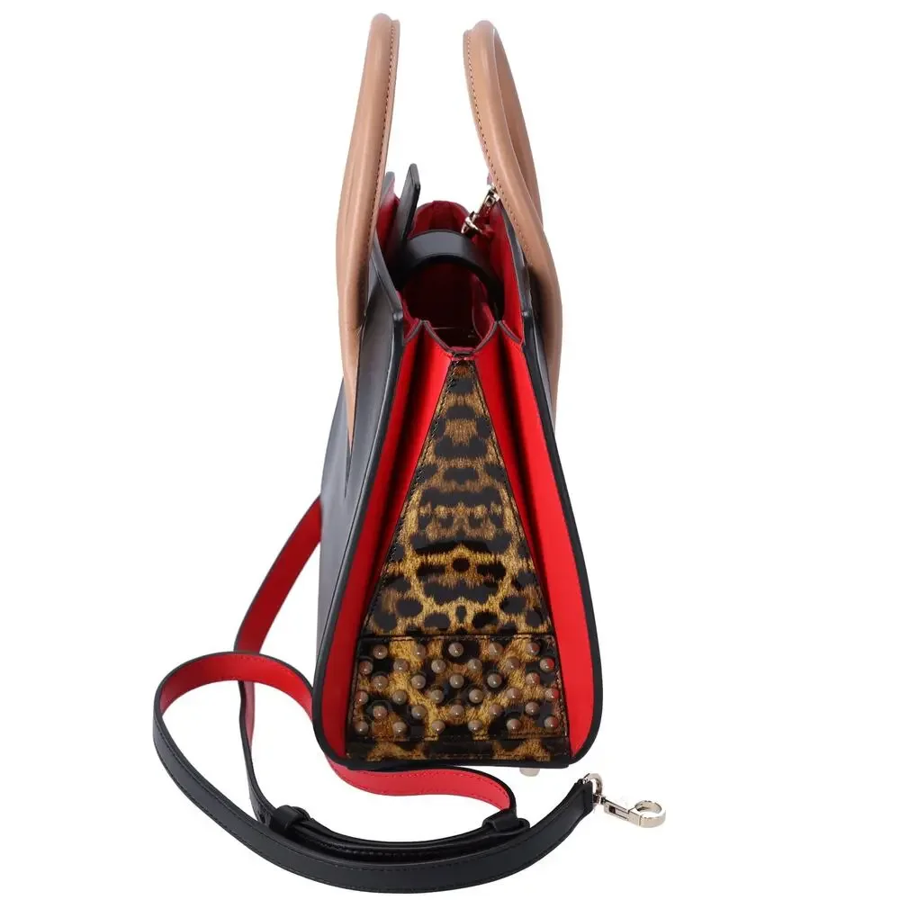 Christian Louboutin Paloma Small Handbag Black Beige Multi Leopard Leather - Picture 8 of 8